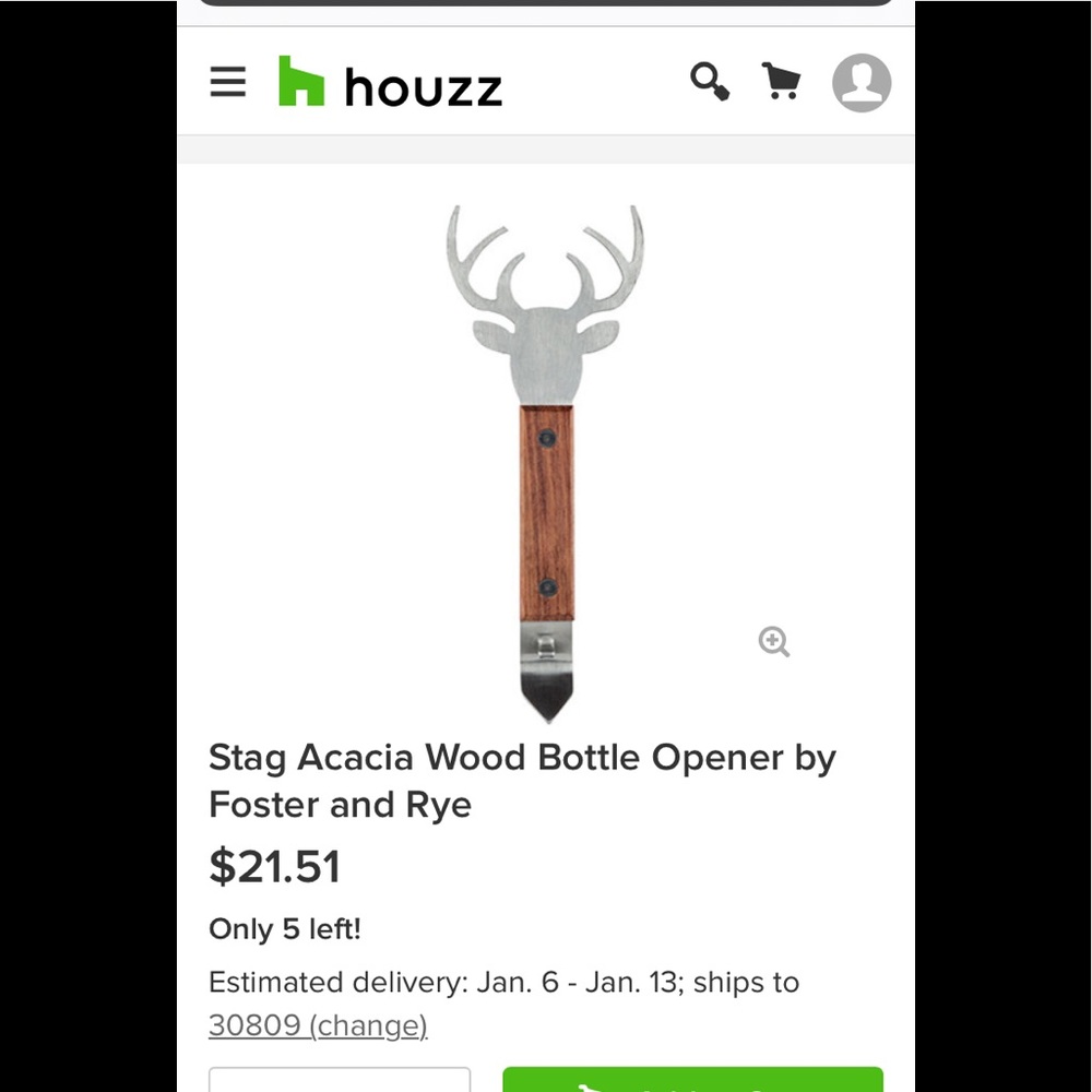 Foster and rye stag bottle opener. NWT